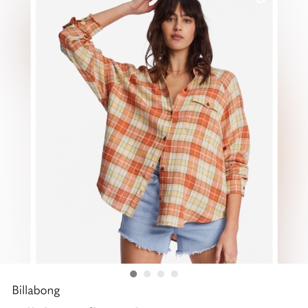 Billabong Women's Multicolor Plaid Button Down Shirt